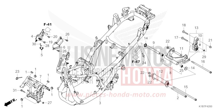 FRAME BODY for Forza 350 MAT CARNELIAN RED METALLIC (R384) from 2022